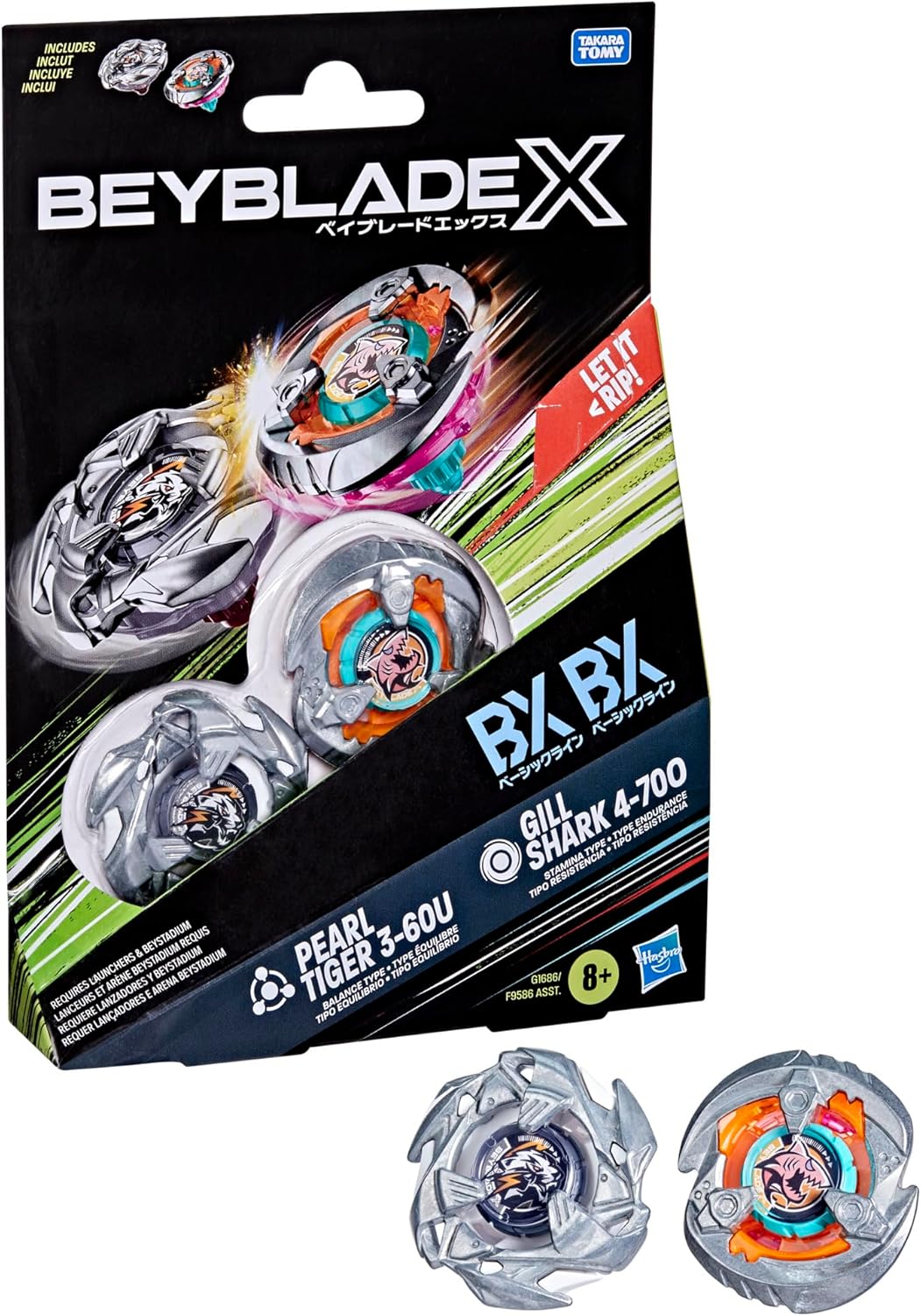 Hasbro Beyblade X | Pearl Tiger 3-60U and Gill Shark 4-70O - Image 2